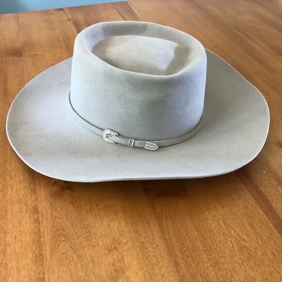 Stetson Cowboy Hat Womens Gray Felt Size 7 1/4 Rhinestone Band USA Western - Picture 1 of 9